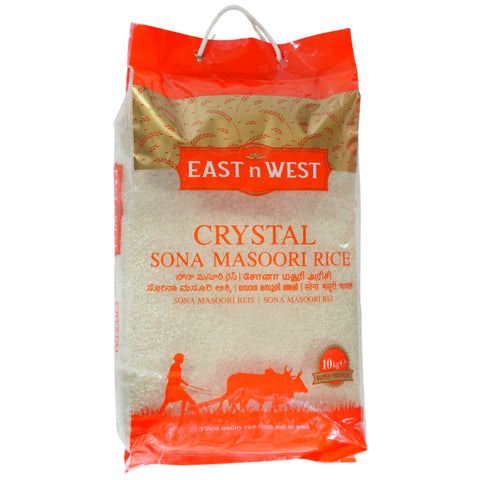 East n West Crystal Sona Masoori Rice 10Kg Bag Front