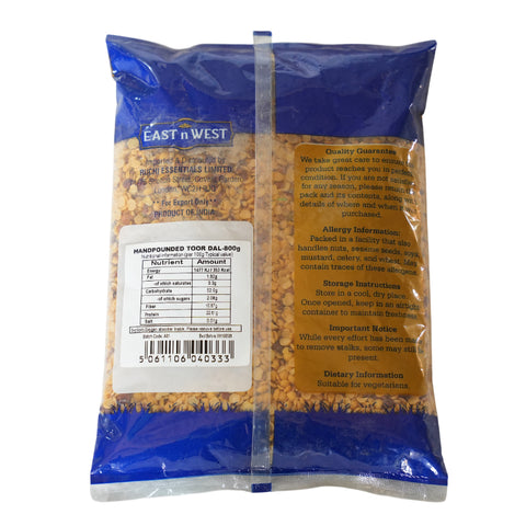 East n West Hand pounded Toor Dal 800g Back