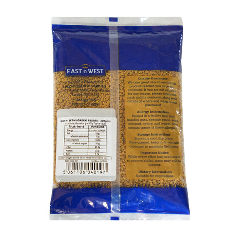 East n West Methi Fenugreek Seeds 300g Back