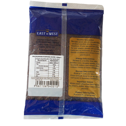 East n West Mustard Seeds 300g Back