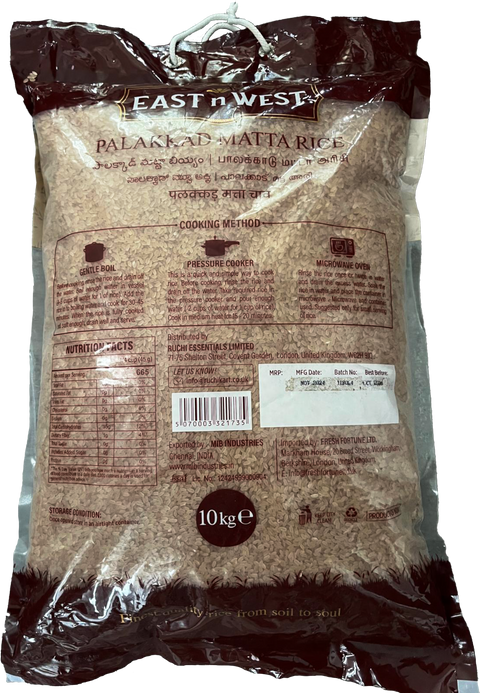 East n West Palakkad Matta Rice 10Kg bag Back