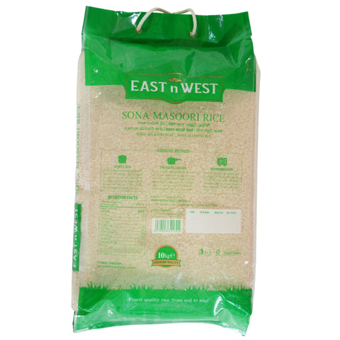 East n West Premium Sona Masoori Rice 10Kg Bag Back