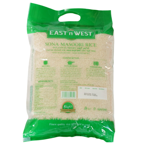 East n West Premium Sona Masoori Rice 5Kg Bag Back