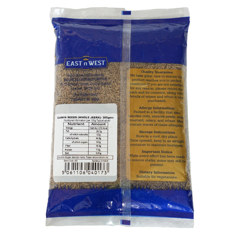 East n West  Whole Jeera Cumin Seeds 300g Back